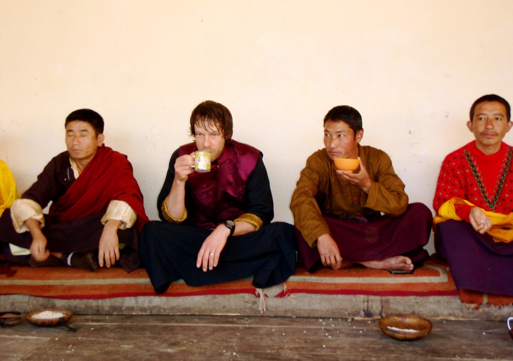 Ben Tamblyn in the Himalayas with monk friends